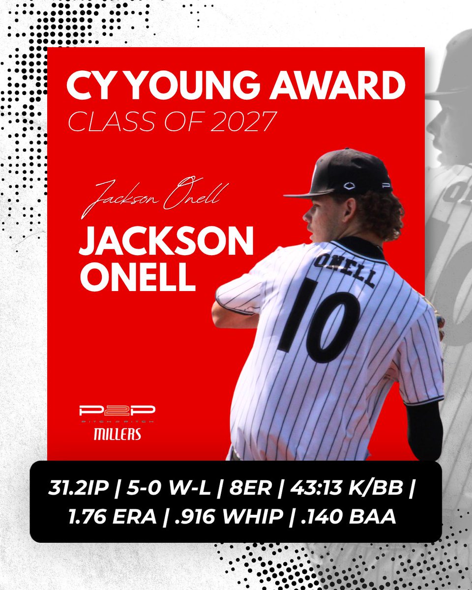pitch2pitch's tweet photo. Next up, huge shoutout to our class of 2027 and 2028 Cy Young Award and Season MVP winners for the 2026 Summer Millers season. Great work out there, Millers! @Jackson_onell10 @joeycrissinger @J_bulthuis https://t.co/lbJs3lLna6