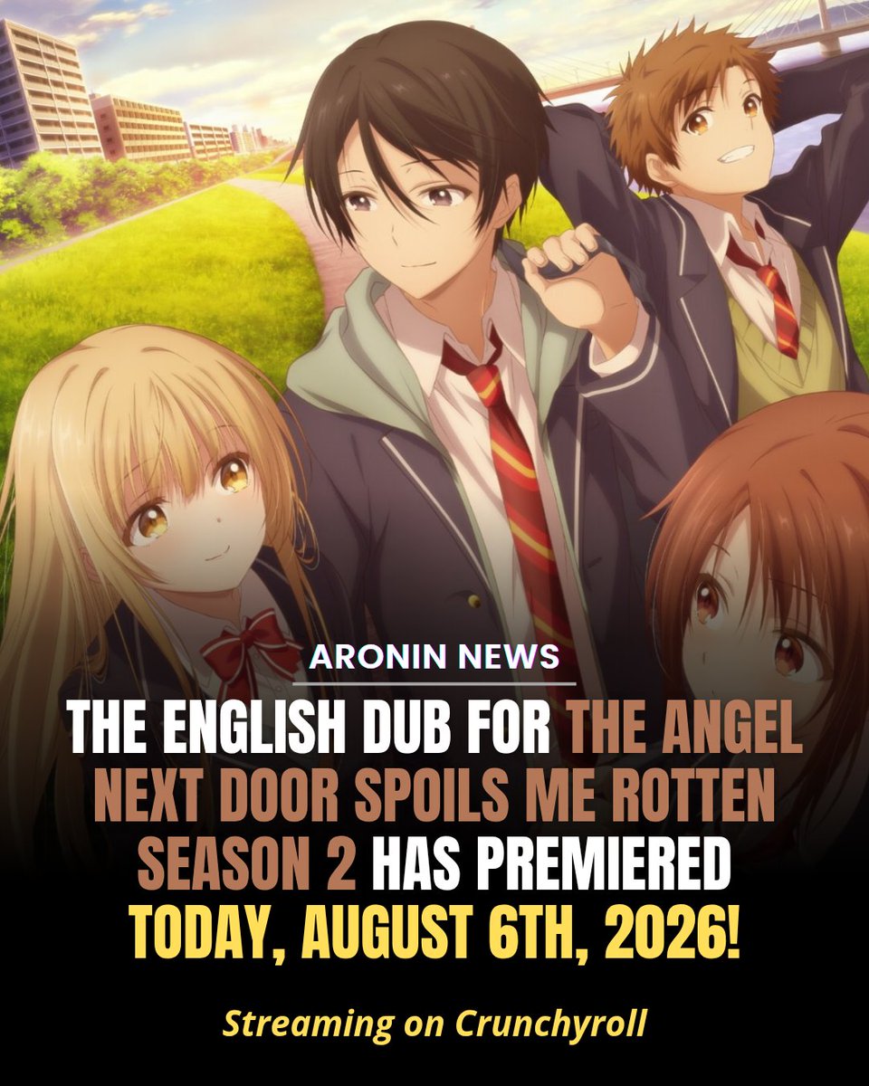 ARONINREVIEW's tweet photo. The English Dub for The Angel Next Door Spoils Me Rotten Season 2 has premiered today, August 6th, streaming on @Crunchyroll With the First 2 Episodes. 

#Anime #Crunchyroll #TheAngelNextDoorSpoilsMeRotten 

Crunchyroll - https://t.co/jA75r21OS0 https://t.co/0bAT188RDP