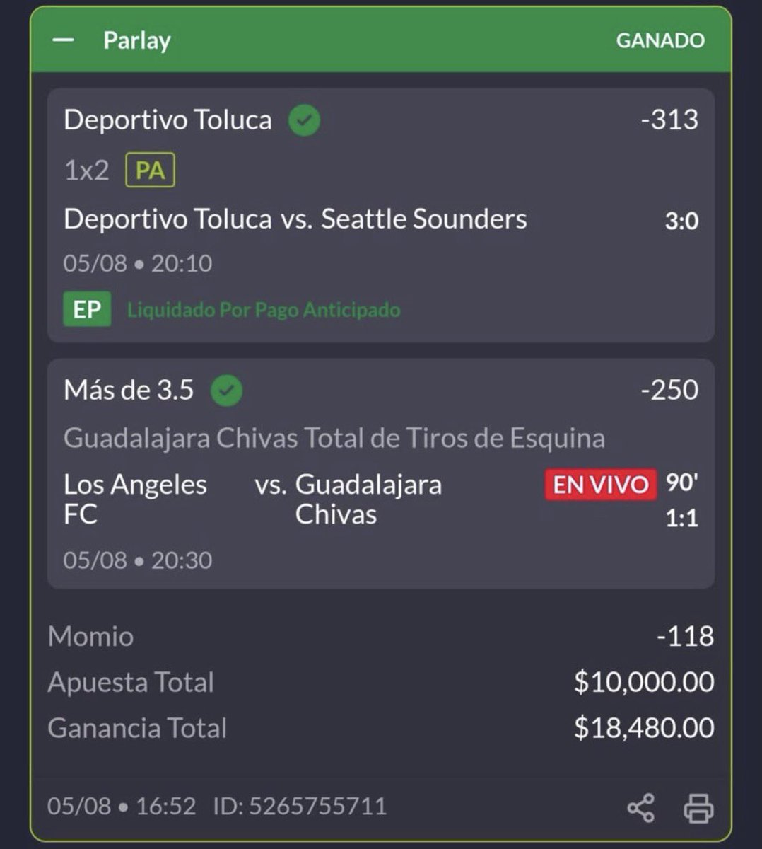 DonPick1's tweet photo. HEMOS COBRADO LAS 2 JUGADAS FUERTES DE LEAGUES CUP ✅✅✅

75 INTERACCIONES Y DAMOS LA DE HOY GRATIS 🔒

VAMOSSSSSSSS 💸💸💸💸 https://t.co/MTH3uH4cqL
