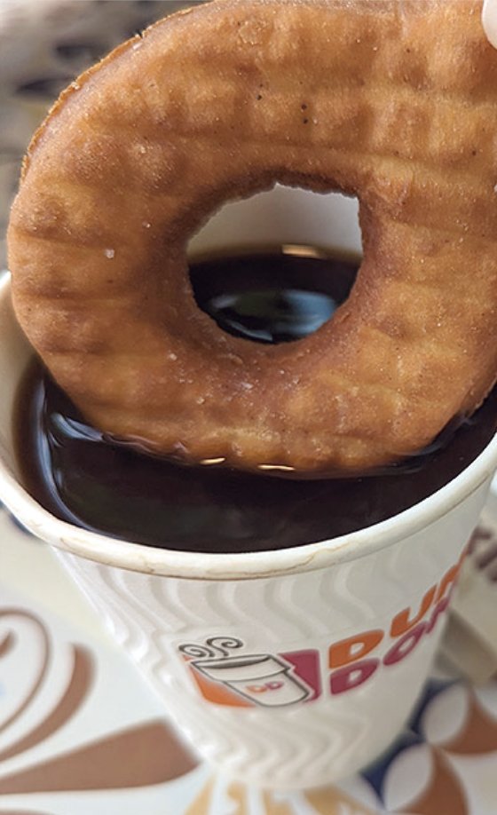 PaulSkallas's tweet photo. the reason its called dunkin donuts is because you're supposed to dunk a plain donut in the coffee and then eat the donut. It tasted good then and it tastes good now. 

Avoid the rest of the menu. They got it right at the beginning. https://t.co/h3VXJn05zC