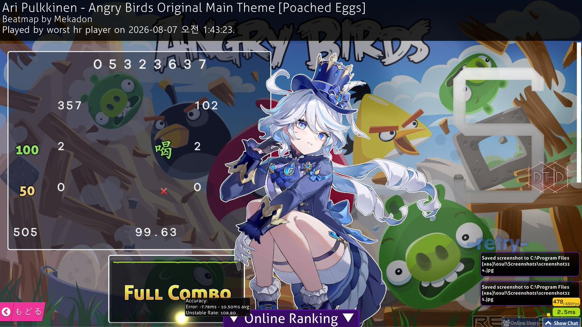 foworum_'s tweet photo. new top play 1140pp on ANGRY BIRDS ORIGINAL MAIN THEME https://t.co/vF1yiuofyu