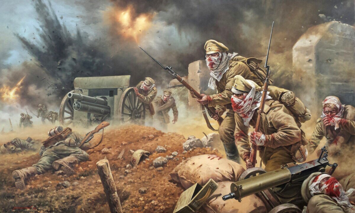 TheatrumBelli's tweet photo. .#Osowiec, 6 août 1915 : La contre-attaque des « Hommes morts ».
---
Le 6 août 1915, à la forteresse d’Osowiec, dans le nord-est de la Pologne alors rattachée à l’Empire russe, des #soldats #russes intoxiqués par une attaque au #gaz chloré lancèrent une contre-attaque à la baïonnette contre les troupes allemandes qui avançaient vers la forteresse. Les #Allemands, qui s’attendaient à trouver une garnison hors de combat, se replièrent. Cet épisode est connu sous le nom d’« Attaque des Hommes morts » en raison de l’apparence des soldats russes, couverts de sang et de traces de brûlures chimiques.
---
>> https://t.co/nfZZ80OnVk