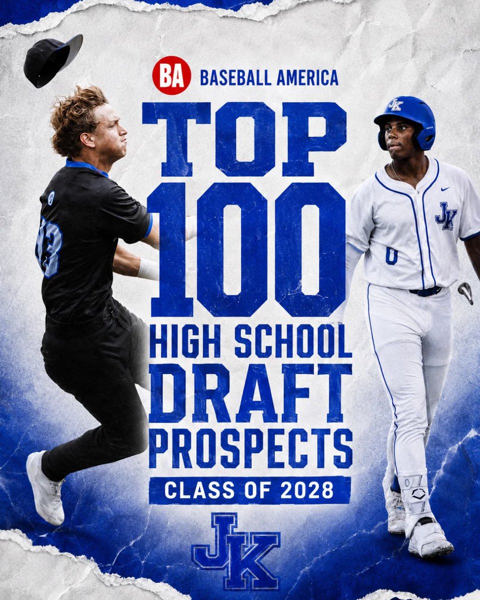 JKselectBSB's tweet photo. Congratulations to our 10 athletes ranked among the Top 100 High School Draft Prospects in the Class of 2028.
The next generation is here!๐ค
#JKSelect | #BaseballAmerica https://t.co/mrdtbJPXIw