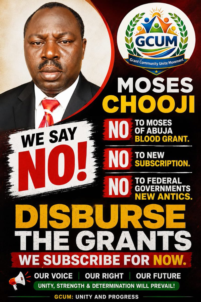 GrantCommuUnite's tweet photo. Moses Chooji &amp; co, you do not have any grants to disburse, tell Nigerians the truth. Stop making promises that leave people waiting in vain. Millions deserve transparency, accountability, and honest communication. #GCUM #Transparency #Accountability #Nigeria #DisburseOurGrants https://t.co/PUb7PRXx4h