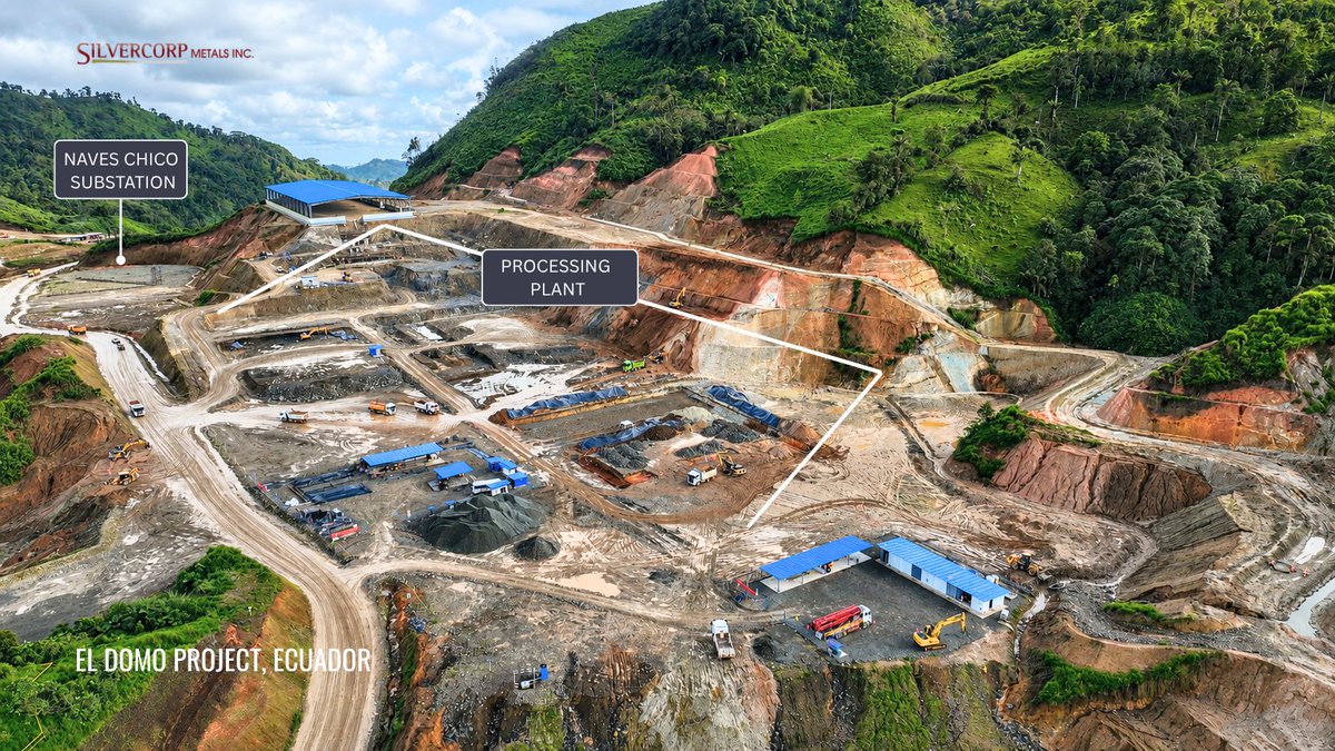 SilvercorpSVM's tweet photo. Recent aerial views show construction progress across our El Domo copper-gold project in #Ecuador, including:
⛏️ Open pit
🏗️ Ore shed and processing plant area
⚡ Naves Chico substation
📍 Tailings storage facility (TSF) and SWD
🏕️ Camp and explosive magazine facilities
Commissioning remains targeted for July 2027 ✅
$SVM $SVM.TO #Silvercorp #ElDomo #Copper #Gold