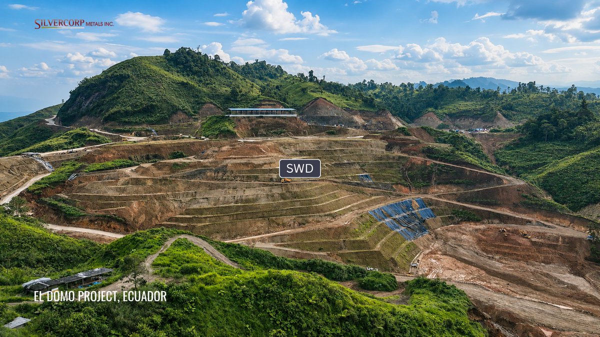 SilvercorpSVM's tweet photo. Recent aerial views show construction progress across our El Domo copper-gold project in #Ecuador, including:
⛏️ Open pit
🏗️ Ore shed and processing plant area
⚡ Naves Chico substation
📍 Tailings storage facility (TSF) and SWD
🏕️ Camp and explosive magazine facilities
Commissioning remains targeted for July 2027 ✅
$SVM $SVM.TO #Silvercorp #ElDomo #Copper #Gold