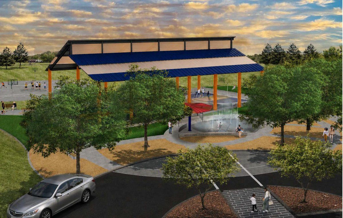 cityoftulsagov's tweet photo. Big things are coming to Fred Johnson Park! Join us on Friday, August 7 at 9 a.m. for a groundbreaking ceremony at the Fred Johnson Park Community Celebration! A short program will be followed by a summer celebration with refreshments and activities for all ages. 

With construction to begin this summer, this park will include an all-new walking trail, a covered basketball court, four pickleball courts with shade shelters, a splash pad, a new playground for all ages, a three-section dog park, skate features, and more! 

We’ll see you there!