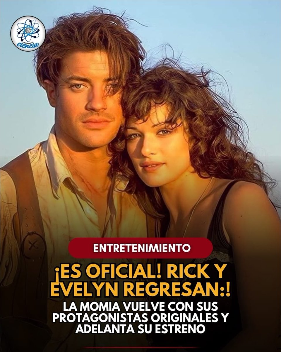 EnsedeCiencia's tweet photo. 🚨📽️ Universal Pictures confirmó el esperado regreso de Brendan Fraser y Rachel Weisz como Rick y Evelyn O'Connell en la nueva entrega de La Momia, un proyecto que reunirá nuevamente a la icónica pareja que conquistó al público con las películas de 1999 y 2001. Además, el estudio adelantó la fecha de estreno mundial al 15 de octubre de 2027.

La película será dirigida por Matt Bettinelli-Olpin y Tyler Gillett (Radio Silence), con guion de David Coggeshall, y promete recuperar el espíritu de aventura, acción y misterio que convirtió a la saga en un fenómeno mundial.