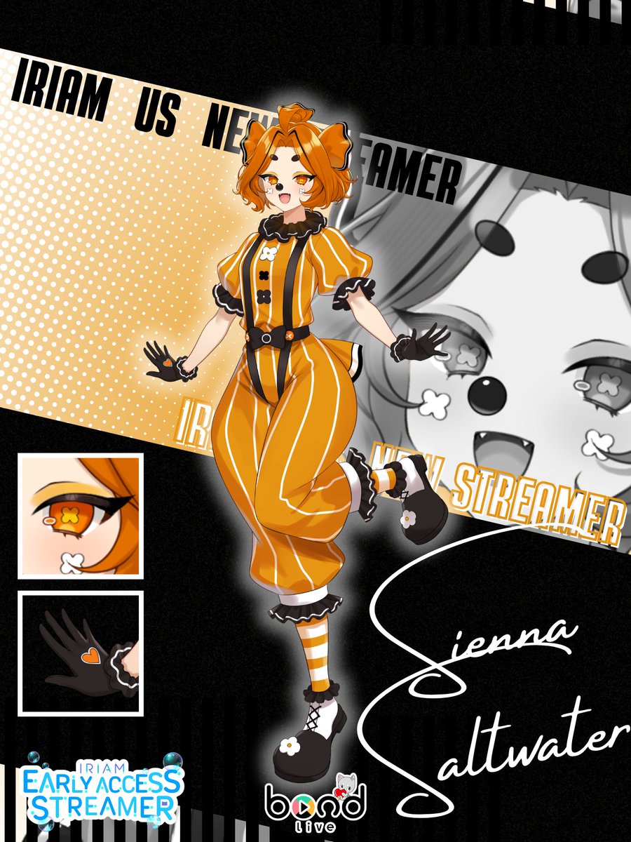 SiennaSaltwater's tweet photo. The fin-tastic Sienna Saltwater is ready and here to entertain you, my fellow sea anemones!🧡✨

 I can't wait to perform for you all, and as a special treat, I'll even let you honk my nose! >//u//< 🎉

#JUMPONIRIAM #IRIAM #iriamus #bondlive #vtuber https://t.co/qj0tUnRbO6