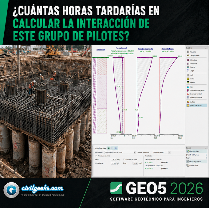CivilGeeks's tweet photo. La interacción suelo-estructura no tienen que ser un dolor de cabeza. Con GEO5, visualiza fuerzas normales, cortantes y momentos flectores en segundos para optimizar tu diseño sin sobredimensionar.👇
🔗 https://t.co/Du582n7MCG
#Geotecnia #GEO5 #CivilGeeks #Cimentaciones #Pilotes https://t.co/zLC5ZyMApy