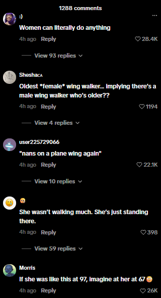 Devilantesol's tweet photo. Ayooo Granny gotta CHILL! 🤣 $GOP

This 97 year old granny is going viral after standing on top of a plane doing insane tricks thousands of feet in the air in a sport called wing walking..

People can't believe she's almost 100 years old, and the comments are absolutely hilarious.. 😭

The video already pulled 1M+ views in just 4 hours, and it's still blowing up!