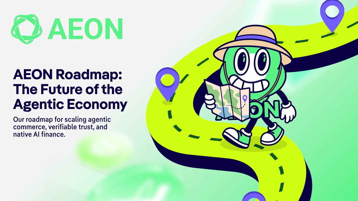 AEON_Community's tweet photo. The internet is about to experience a massive shift. A simple math is here: AI agents will soon outnumber humans transacting online. But the settlement layer? Still built for 1990s banking.

At AEON, we are deeply committed to solving this. We are building the foundational settlement layer for the global #AIeconomy.

So, what’s next for us?
We’ve already laid the groundwork for Agent-to-Agent (A2A) payments and real-world crypto checkouts. Now, we are focused on the infrastructure that will allow this new economy to scale:
🔹 Proof of Execution
The missing link between "task completed" and "payment settled." We're building Node Network V2, the distributed verification where cryptographic proof of work automatically triggers on-chain settlement. The execution becomes the transaction.

🔹 Expanding the Real-World Reach and Impact
A2M isn't a buzzword. It's the necessary bridge between digital agents and physical commerce. We're expanding agent-to-merchant flows across global retail networks and legacy financial rails in both developed countries and emerging markets, enabling AI to spend like humans do, everywhere.

🔹 "Know Your Agent" (KYA) Infrastructure
Trust, but verify. As AI agents form autonomous partnerships, reputation becomes infrastructure. AEON is developing KYA credit graph: On-chain reputation graphs will determine who gets auto-approved for credit, who gets partnered with, and who gets access to the autonomous financial system.

The next trillion-dollar market won't be built by humans clicking buttons. It'll be machines transacting at the speed of inference. We are here for the long haul, and we will keep building until autonomous intelligence can transact seamlessly with the real world. 🌐

$AEON