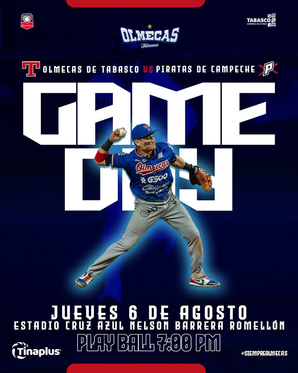 OlmecasTabasco's tweet photo. ¡HOY SE ESCRIBE EL ÚLTIMO CAPÍTULO DE LA TEMPORADA REGULAR! 🗿🔥

El play ball se canta a las 7:00 pm y podrás apoyarnos desde casa a través de:

📺 TVT/TV UJAT
📻 XEVA 91.7 FM
💻 📱https://t.co/Rj591VjPoz

Presentado por: #Tinaplus

#SiempreOlmecas https://t.co/6vYLYwAkSS