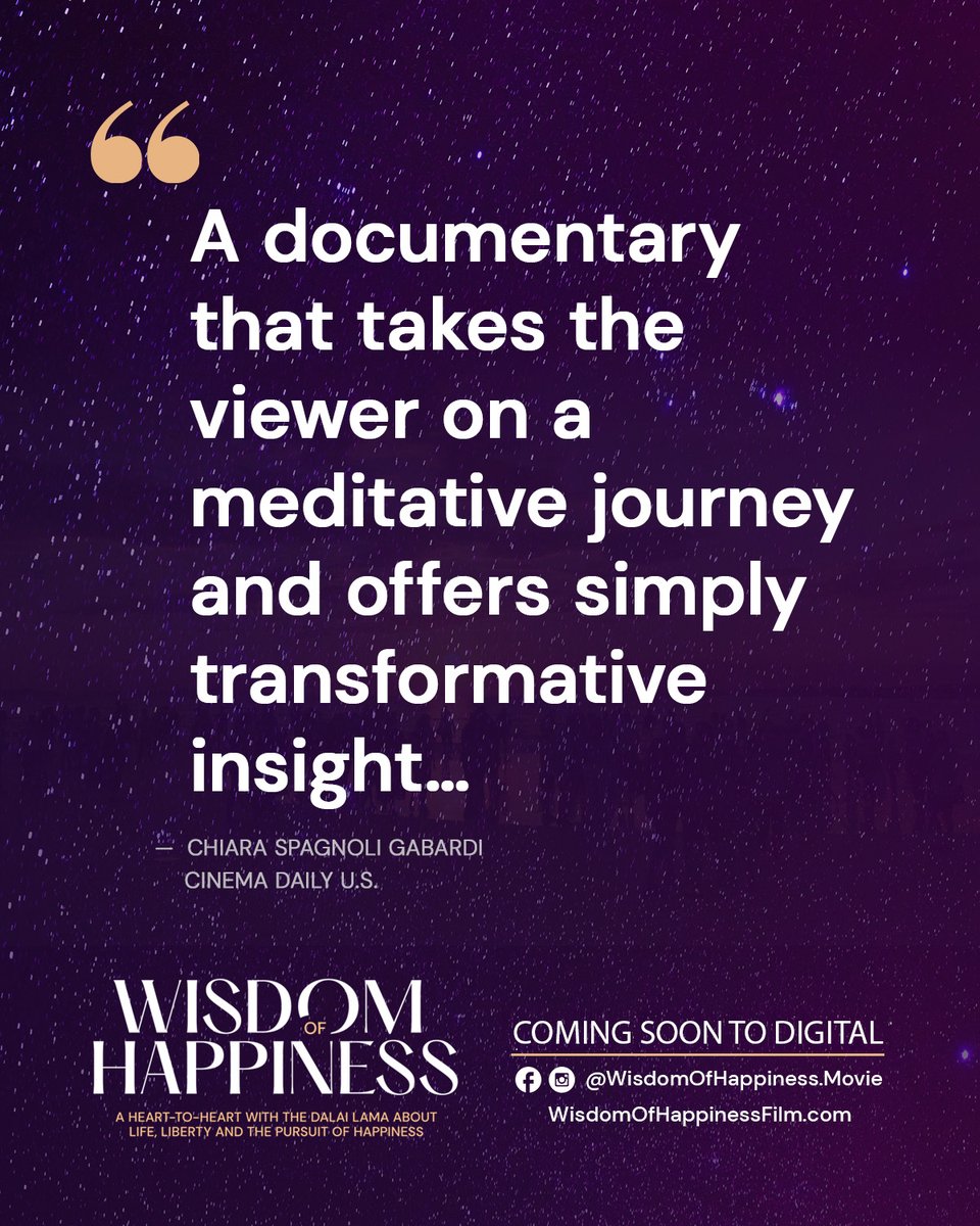 musicboxfilms's tweet photo. WISDOM OF HAPPINESS captures the Dalai Lama speaking directly, inviting us along for a journey to the source of compassion. Experience this profound, cinematic exploration for yourself coming soon to digital platforms (September 15) and available now for pre-order. https://t.co/IvRvzzfK61