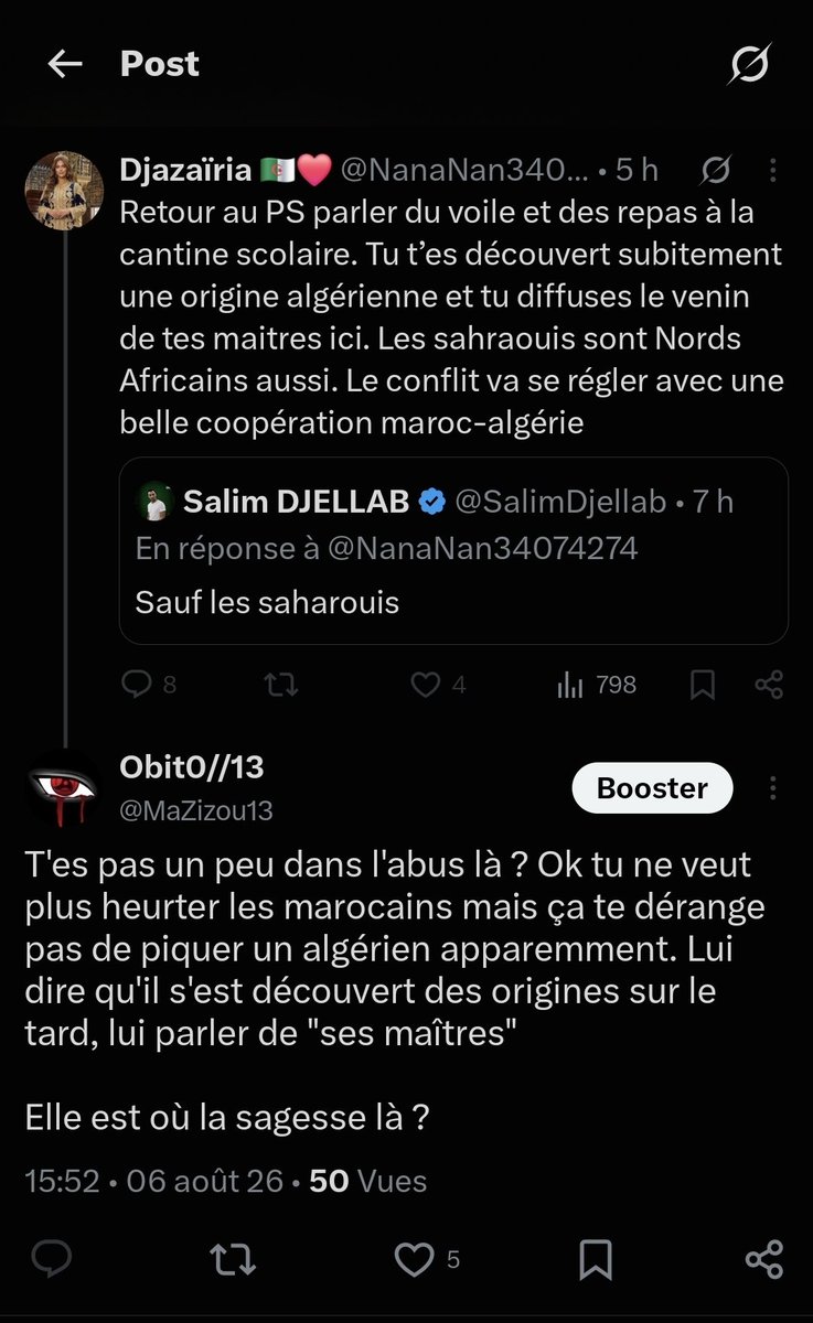MaZizou13's tweet photo. Voilà l'hypocrisie de cette soi disant "patriote". Elle fait des courbettes depuis quelques jours pour un "Maghreb United" illusoire et n'hésite pas à être virulente avec un compatriote algérien.

Évidemment quand la réponse ne lui plaît pas, elle bloque tout me monde 😆 https://t.co/5rOjnKzOu2