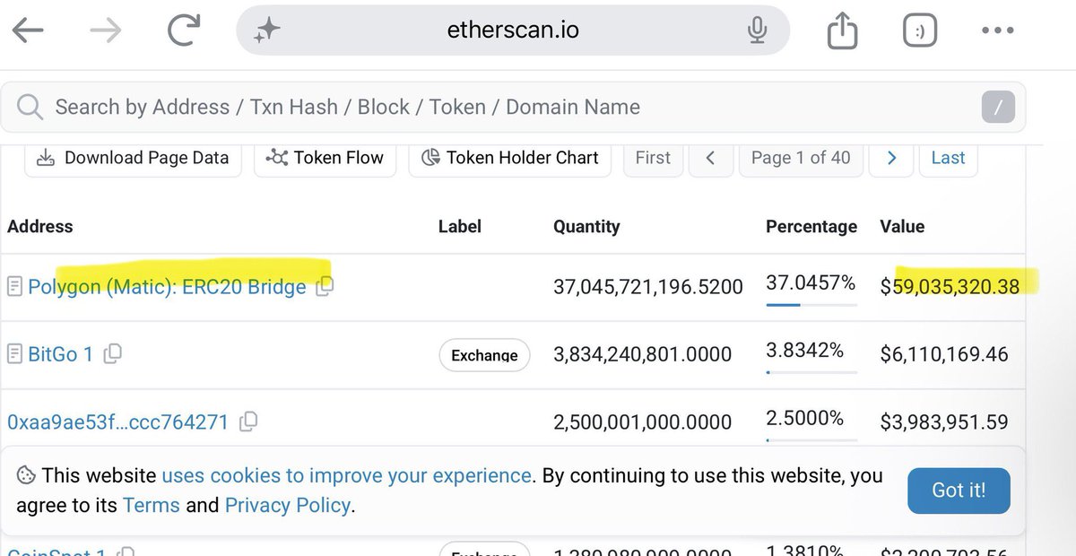 AngelofYHVH's tweet photo. Incredible detective work 🙌

One person owns 40% of $TEL?

No, you just can’t read a blockchain. 

That’s the Polygon ERC-20 Bridge contract. Tokens go there when people bridge. The holders still own them.

Appreciate the free $TEL marketing though. Even if it’s built on a lie.

LG $TEL Fam! 

@telcoin
