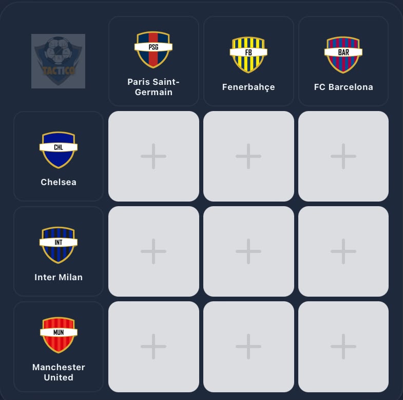 tacticogame1's tweet photo. Futbol bilgine güveniyor musun?

Görseldeki takımları ve doğru eşleşmeleri bulabilecek misin? Cevapları yoruma bekliyoruz! https://t.co/7S7yHvpYlr
