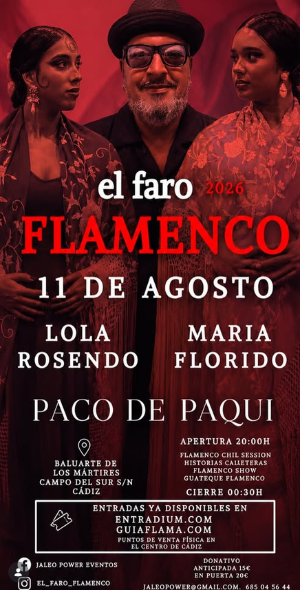 flamencotickets's tweet photo. 11 Aug at 20:00
La Paquera de Jerez Session: Lola Rosendo and María Florido
La Chirigota de Pinto
Baluarte de los Mártires (Cádiz)
https://t.co/zJvpwp0Xzj
#FlamencoTickets #Cádiz https://t.co/P2hquzK2KE