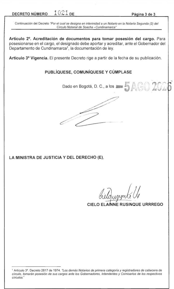 UltimaHoraCR's tweet photo. #POLÍTICA A un día de que finalice el Gobierno del presidente Gustavo Petro, el excongresista Inti Asprilla, es nombrado Notario Segundo del Círculo Notarial de Soacha, en calidad de interinidad.

Vía: @hivanparra20
https://t.co/R0kxQZ2KMp https://t.co/8R3p3UxGOP