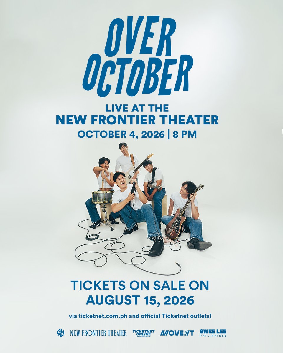 hitineassists's tweet photo. 🎟Over October LIVE at the New Frontier Theater | Ticketing Assistance / Pasabuy / Pasabay / Pabili

SECURE YOUR SLOT HERE:
🔗https://t.co/VCKJkCZScu

TICKETING SCHEDULE
🗓General Onsale: August 15, 6 PM PHT

✅ Limited slots
🧾 #thankstine | #tinesecured
✨ 3,000+ tickets secured

Disclaimer: Service only. We do not sell tickets.

#OverOctober
#tineassists