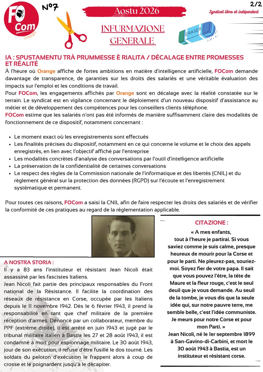 focomcorsica's tweet photo. U Ghjurnale FOCom CORSICA #7
#Jounal #FOCom #Orange #fo 🔴🌞📌 https://t.co/Zchxh0dzxt