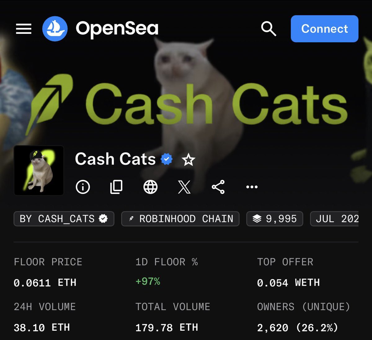 BitGod21's tweet photo. Not much of an NFT holder these days but cant say no to obvious opportunities.

$CASHCAT NFTs have floor price of only 0.06 ETH.

For comparison when TROLL was $65M mc, their NFTs hit 0.3 ETH.

5x from here to match that seems reasonable. https://t.co/IUXhrPCYFz