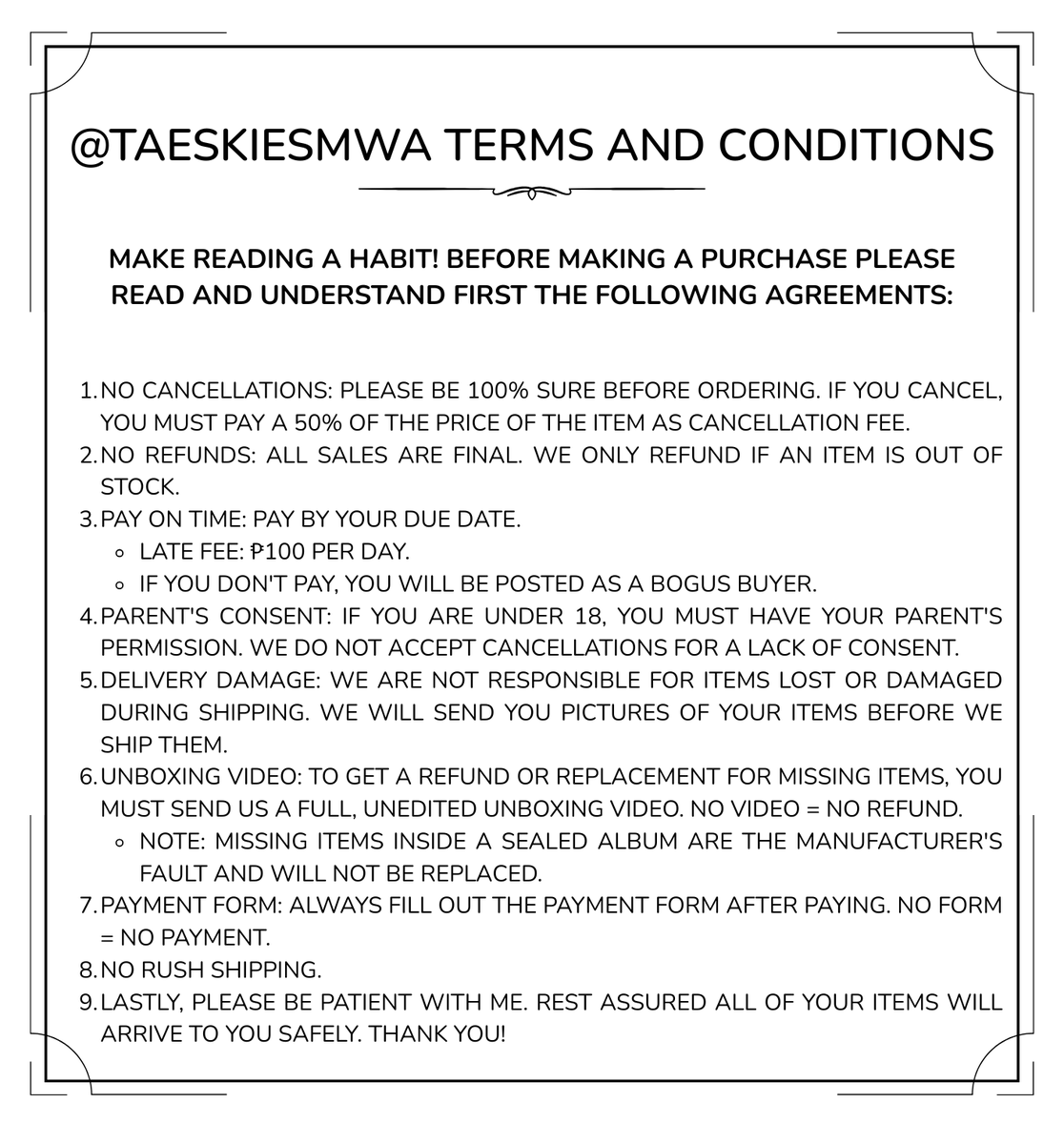 taeskiesmwa's tweet photo. Here's the Important Notice and Terms and Conditions. https://t.co/aePxtPyiIN