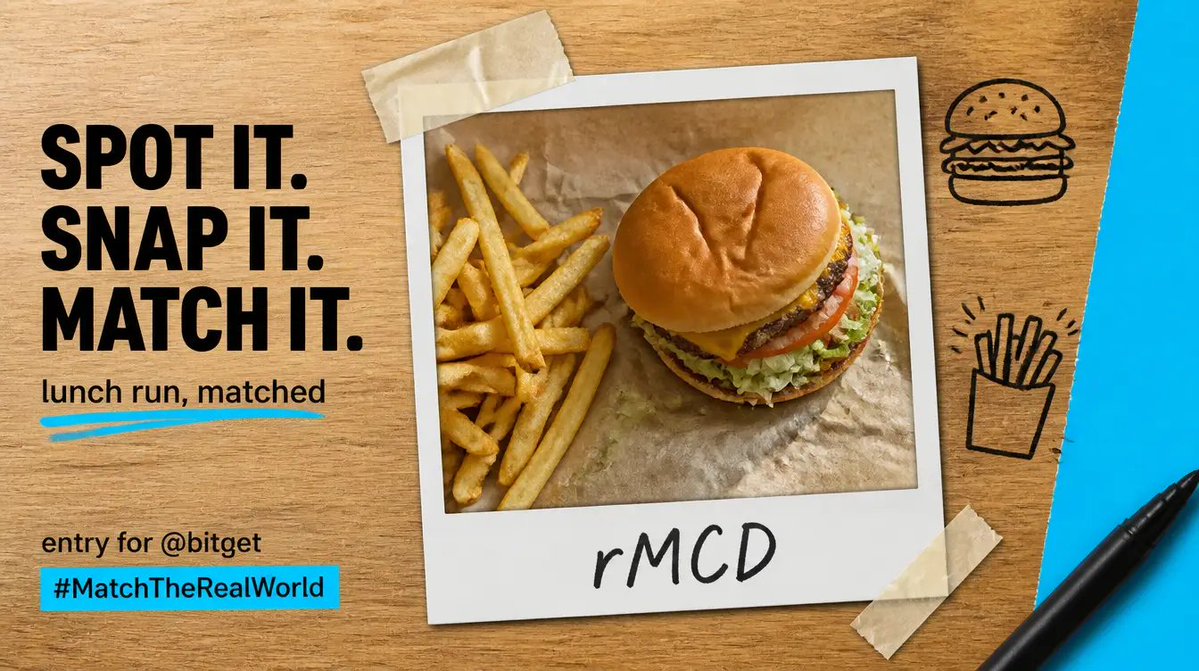 dianalfyu's tweet photo. @bitget I spotted rMCD!
a lunch run turned into an RWA match, that Big Mac is literally rMCD on @bitget
#MatchTheRealWorld https://t.co/QhmUU6Qtsa