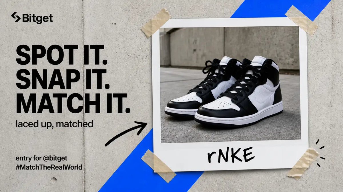 toyz_dez's tweet photo. @bitget I spotted rNKE! 👟
laced up my Nikes and matched them straight to rNKE on @bitget
Spot it. Snap it. Match it. #MatchTheRealWorld https://t.co/6CPZ57cvHK