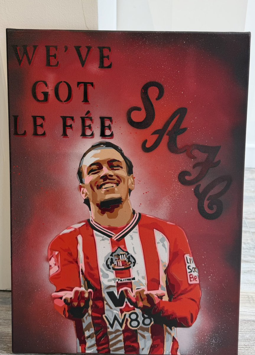SaraBerry846014's tweet photo. People asked for more of Enzo Le Fee.  Here is my art.  @SunderlandEcho @CWaters_SAFC @SunderlandUK @SAFCWomen @SunderlandAFC 

My art by Jack Berry Art 2026 and Lewis Hobson of Durham Spray Paints 

Please share I want to know if our club Spider-Man likes my work https://t.co/yWn4mIknla