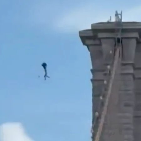 BorderHawkNews's tweet photo. UPDATE: Brooklyn Bridge Jumper Identified as 'Migrant' From Kazakhstan Who Is Likely in the US Illegally

A man who jumped naked off the Brooklyn Bridge in New York City last weekend has been identified as a Central Asian 'migrant' who is likely in the U.S. illegally, according to federal sources.

On Sunday afternoon, Galymzhan Abaildayev climbed to the top of the bridge's north tower, stripped naked, planted a foreign flag, and then jumped into the East River, NYPD says.

Incredibly, 44-year-old Abaildayev survived the fall of roughly 275 feet into the water and was hospitalized in stable condition.

Authorities reportedly recovered paraphernalia Abaildayev left on the tower, including a flag of Kazakhstan and a blanket and bathrobe that had writing on them.

Abaildayev's Turkish roommate told the New York Post his crazed friend was a fervent activist against the government of Kazakhstan and had planned the stunt to occur on his birthday.

“I always tell him, ‘Can you change anything in Kazakhstan? No, you can’t, so live your life, brother,'” the roommate explained.

The Department of Homeland Security (DHS) has confirmed that Abaildayev is an alien from Kazakhstan who has entered the U.S. at least 10 times and is currently in the country under dubious circumstances after overstaying a visa that expired during the Biden regime.

Abaildayev "entered the country on July 5, 2009, on a visa and has made approximately nine subsequent entries," DHS told us.

"On May 20, 2022, he entered on a visa that would allow him to remain in the country until November 19, 2022. On April 4, 2023, he applied for employment authorization, which was approved and was valid through April 28, 2025. On March 30, 2025, he filed another application for employment authorization, which was approved and is valid through September 3, 2030."

Abaildayev is likely in the U.S. illegally at this time, according to federal insider @8USC12.

"The work permit confers no legal immigration status. He could be here lawfully, like if he applied for asylum, but 'legal status' and 'lawful presence' are not synonymous. Someone who was admitted and hasn’t overstayed has both, while an illegal who was a border crosser and never been encountered before would have neither," Hart Celler explained.

"My inference is that he's an illegal alien who overstayed a six-month admission. He's been issued a work permit for some reason, meaning he's likely pursuing some sort of status, but that alone provides none."

Abaildayev has reportedly been charged with reckless endangerment, graffiti, public lewdness, criminal trespass and disorderly conduct.