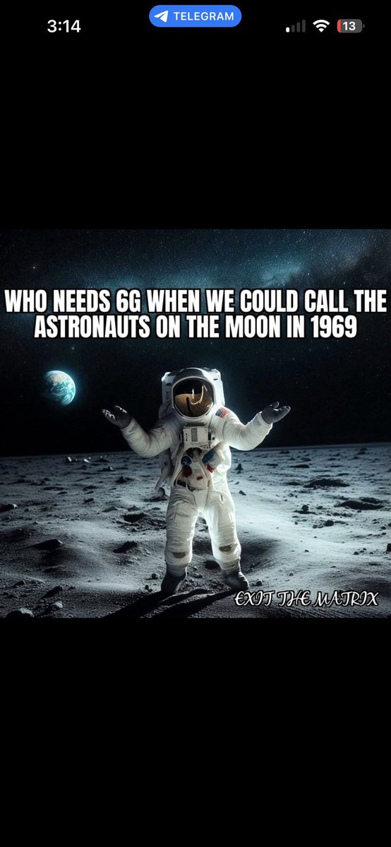 popparyder's tweet photo. @MylesFichter @3mrwellington3 I knew the moon landing was fake in ‘21. I saw vid of Nixon talking 2 Apollo crew on the moon. Nxt day I’m on a call w/my wife, both w/latest iPhones, &amp; my call droppd frm 3 miles away. Nixon spoke 2 astronauts 240k miles away w/no delay, perfect clarity w/69 tech. No fng way https://t.co/O09a7kkEQk