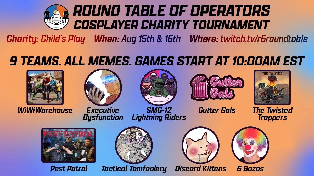 teexzees's tweet photo. I will be participating in The Round Table of operators charity tournament!

https://t.co/2yJrENTtjA

#gaming #siege #r6 #charity #cosplay https://t.co/LMJacYXs1Y