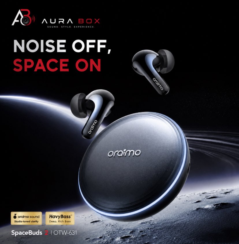 auraboxng's tweet photo. 🎧 Noise off. Space on. 🚀
Upgrade your sound with the Oraimo SpaceBuds 2 — sleek design, powerful bass, and an immersive listening experience.
Available now at Aura Box
#AuraBox #Oraimo #SpaceBuds2 #SoundStyleExperience #AudioGear https://t.co/0iQEQnSb9e
