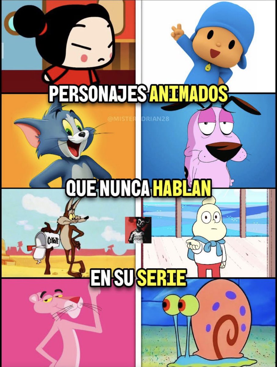 arturogtz's tweet photo. Uh…

Willie E Coyote habla en unos cortos que hace dupla con Bugs Bunny.

Tom habla en varios cortos.

Y la Pantera Rosa en algún momento voltea a la cámara y dice “por qué los humanos no pueden ser tan civilizados como los animales?” https://t.co/r8nK4C3VHK