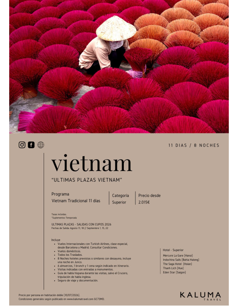 viajespina's tweet photo. 🌏✨ Vietnam … últimas plazas 🌏

📍Reserva ya Viajes Piña, contigo en cada destino

#ViajesPiña #Vietnam #ViajesOrganizados #ViajarEsVivir #Asia #Vacaciones2026 #ÚltimasPlazas https://t.co/c8MdkAJEUR