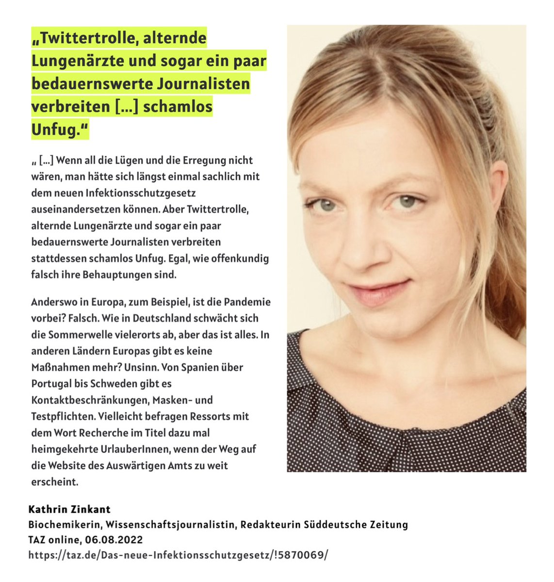 Tom_Bayou's tweet photo. "Twittertrolle, alternde Lungenärzte und sogar ein paar bedauernswerte Journalisten verbreiten (…) schamlos Unfug."

06.08.2022 #RichtigErinnern https://t.co/Cq7ToTVUJO