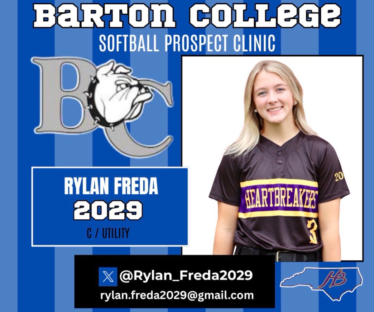 Rylan_Freda2029's tweet photo. I’m super excited to attend the @Barton_Softball prospect camp tomorrow. Looking forward to learning from @Courtlynn_26 and her staff, and taking my competition to the next level! @ncheartbreakers @Nationals_Coach https://t.co/fhnRWZM59C