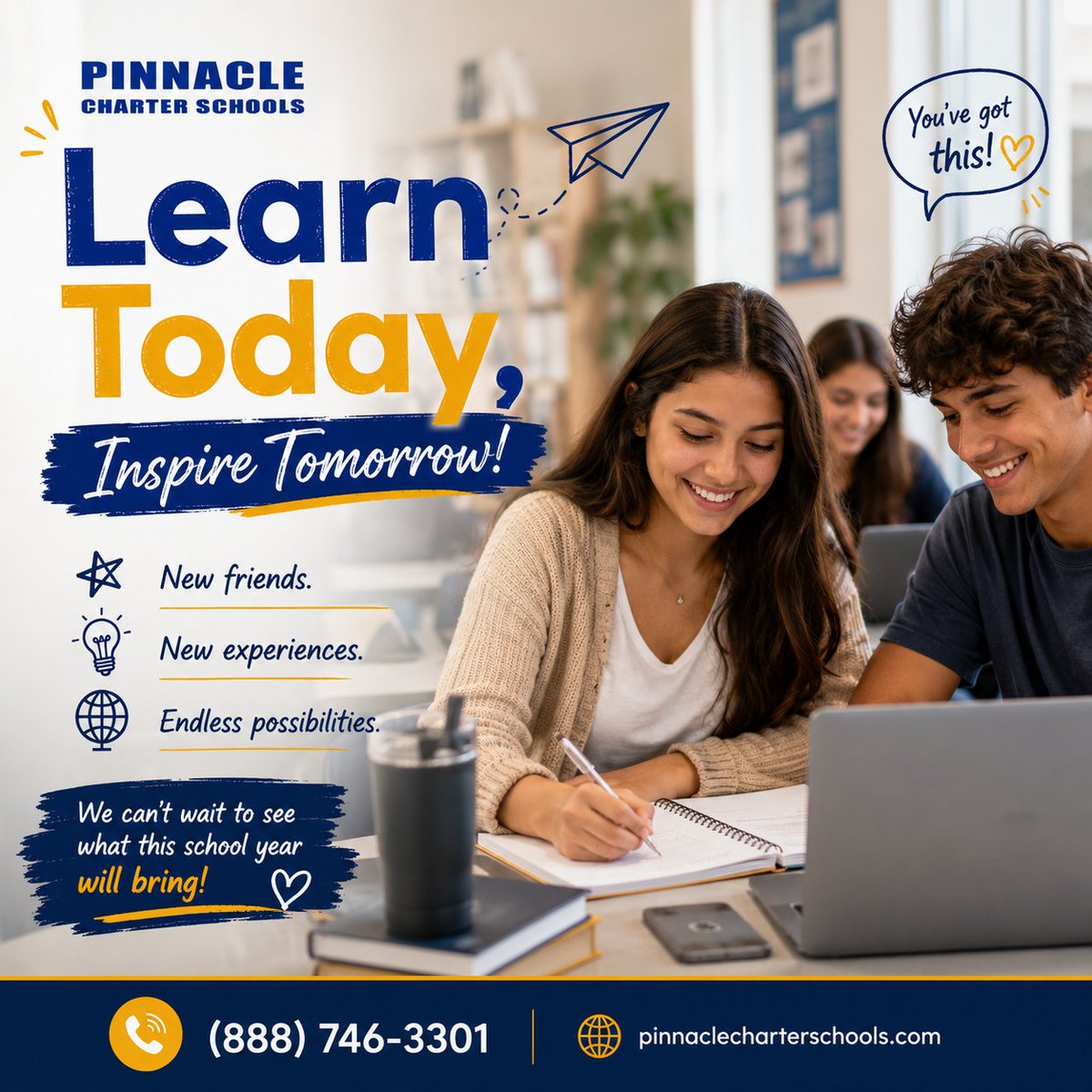 pinnaclevhs's tweet photo. 📚 Every great future begins in the classroom.

At Pinnacle Charter Schools, we're preparing to welcome students for a new year of learning, growth, and opportunity.

🎓 Because every great future begins with a great education.

📞 (888) 746-3301

#PinnacleCharterSchools https://t.co/GrGHuTfxVa