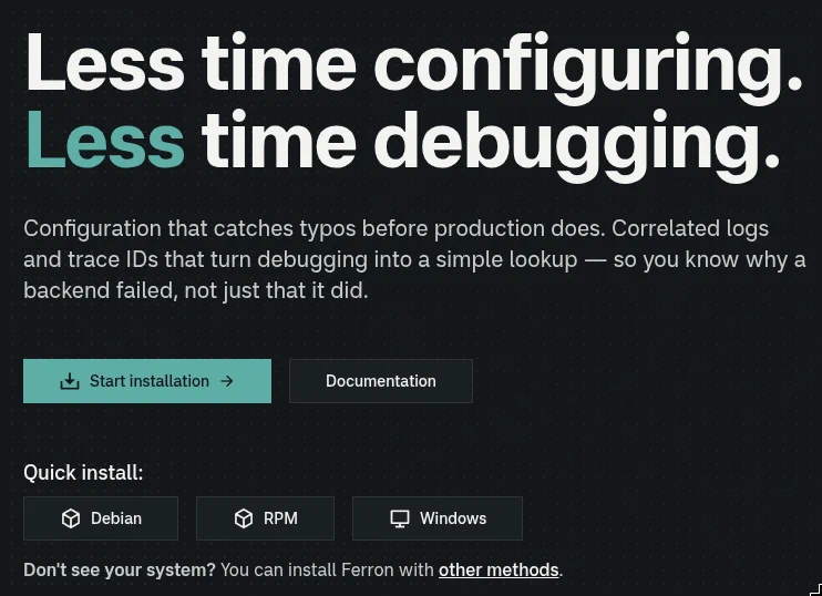 A cropped hero section screenshot of a future Ferron 3 landing page