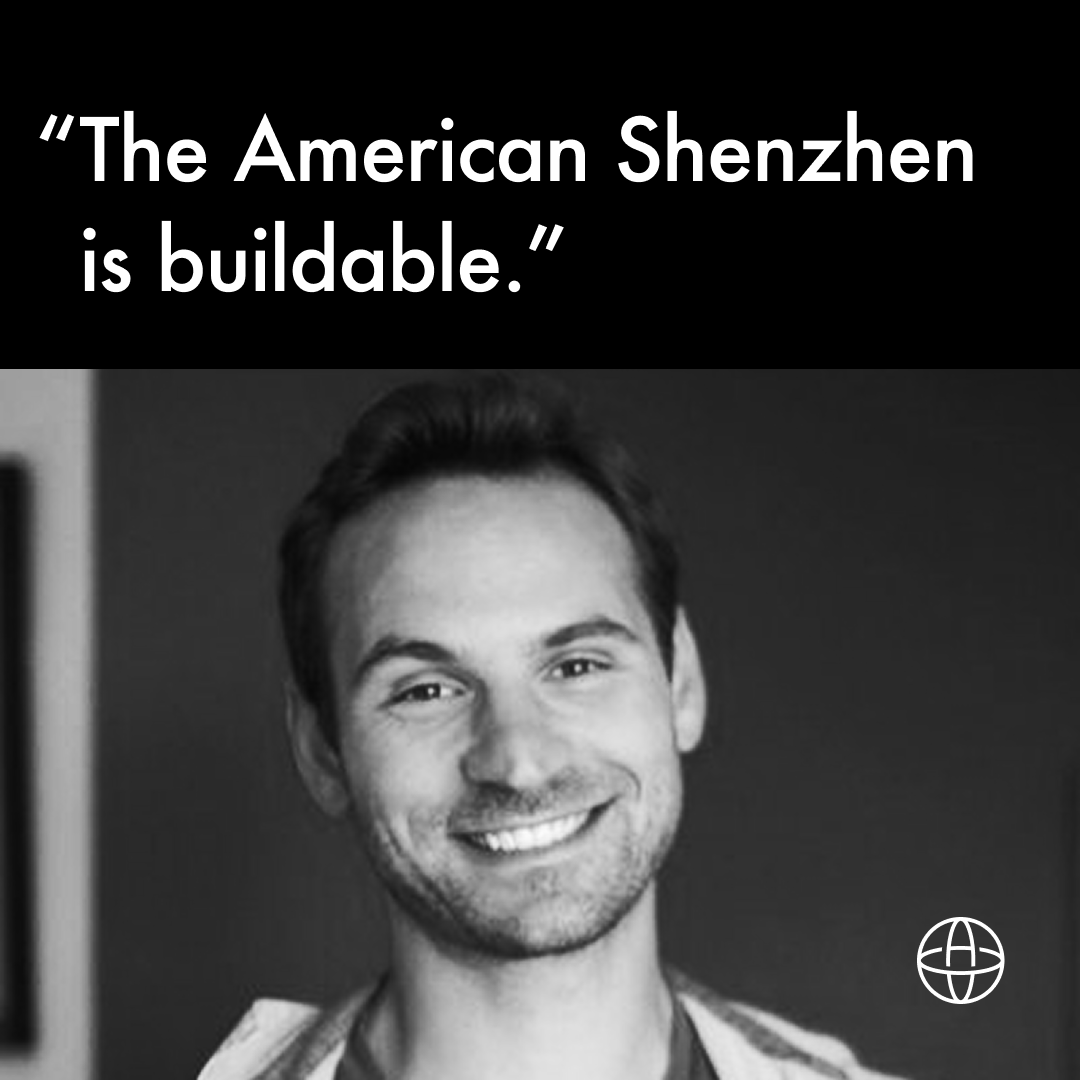 Am_Transmission's tweet photo. "There is no physical law preventing the United States from building its own Shenzhen." 

– @aphysicist, co-founder of @atomic_inc and @newindustrials. 

In American ATLAS, Aaron lays out how we get there. https://t.co/uOtjqZ0sM7