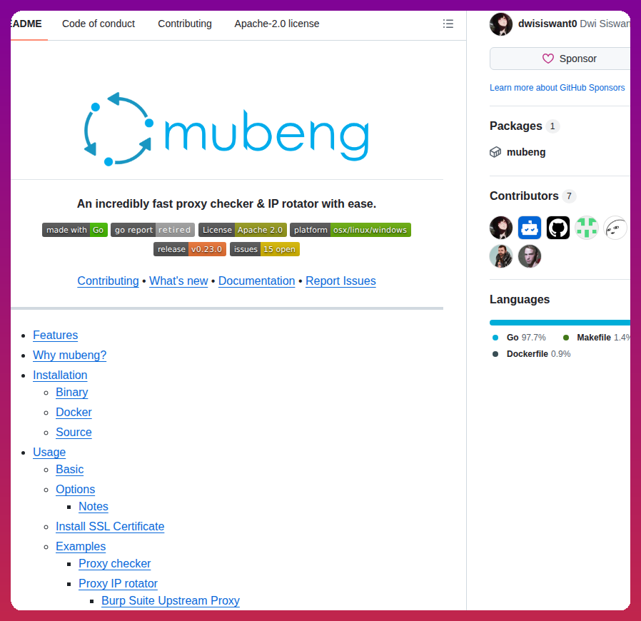tom_doerr's tweet photo. mubeng avoids IP bans by running a local proxy server that automatically rotates IP addresses for each request. It verifies proxy availability and supports protocols like HTTP, SOCKS, and Amazon API Gateway, allowing you to distribute traffic across a pool with simple configuration instead of building custom rotation logic.

https://t.co/MTRPkKEdaG