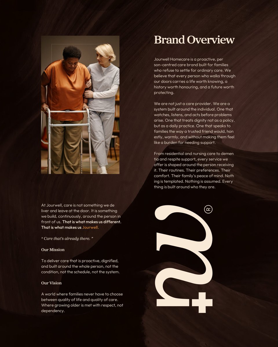 JaiyeBLVCK's tweet photo. Most homecare brands communicate assistance.

But families are searching for something deeper:

Certainty.

Certainty that their loved one is safe, respected and genuinely cared for.

That emotional need became the strategic foundation of Jourwell Homecare.

#branding #homecare https://t.co/tu7Emj8UdC