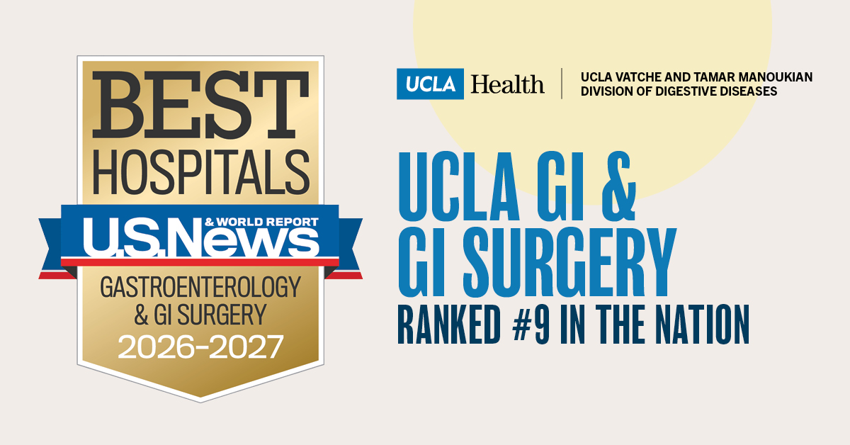 UCLAGIHep's tweet photo. 🙌We're honored to be ranked #9 in GI &amp; GI Surgery by @USNews Best Hospitals. Every breakthrough, every lesson, and every patient story inspires us to push the boundaries of care, research, and education. https://t.co/YElITFmV8j