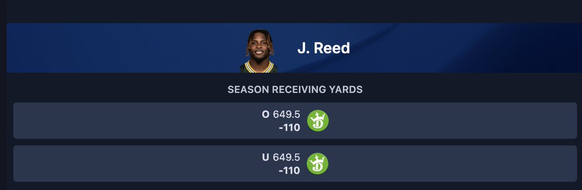 DhananiZain's tweet photo. Some interesting data points via @gambly - not the perfect way to evaluate fantasy football, but data points:

McLaurin clearly higher Rec Yard prop

Diggs tied with Rome and above Jayden Reed

Rome's ADP is in the 60s
Mclaurin's is in the late 40s early 50s
Diggs lands in the 80s or 90s (per my ADP model)
