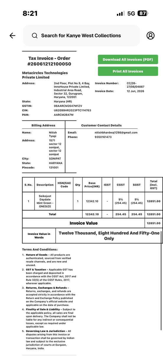 nitishb17142033's tweet photo. @culturecircIe 
@seikowatches 

 I’m extremely disappointed with the way my complaint has been handled.

I ordered a Seiko Day-Date watch, but I received a Seiko Date mode my order id is 26061212100050
There is no support from your end after the multiple follow ups https://t.co/kFmVByyoRP
