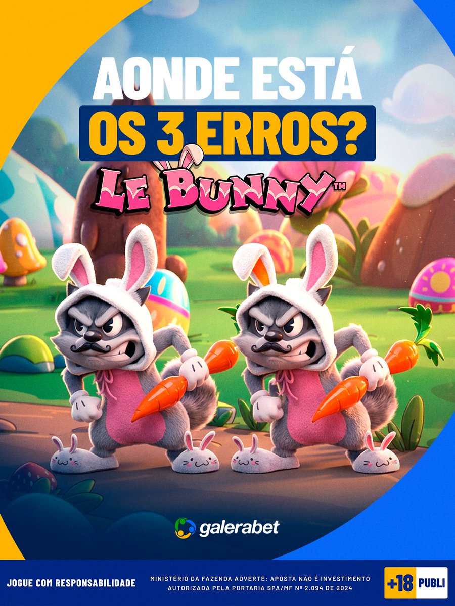 galerabet's tweet photo. ONDE ESTÁ OS 3 ERROS? 👀👀👀👀

Agora bate aquela pergunta: será que você consegue encontrar todos os detalhes escondidos pelos coelhinhos do Le Bunny? 🐰🐰🐰

COMENTE ABAIXO 👇👇👇👇

🔞 Jogue com responsabilidade. https://t.co/JCCU8pmu86