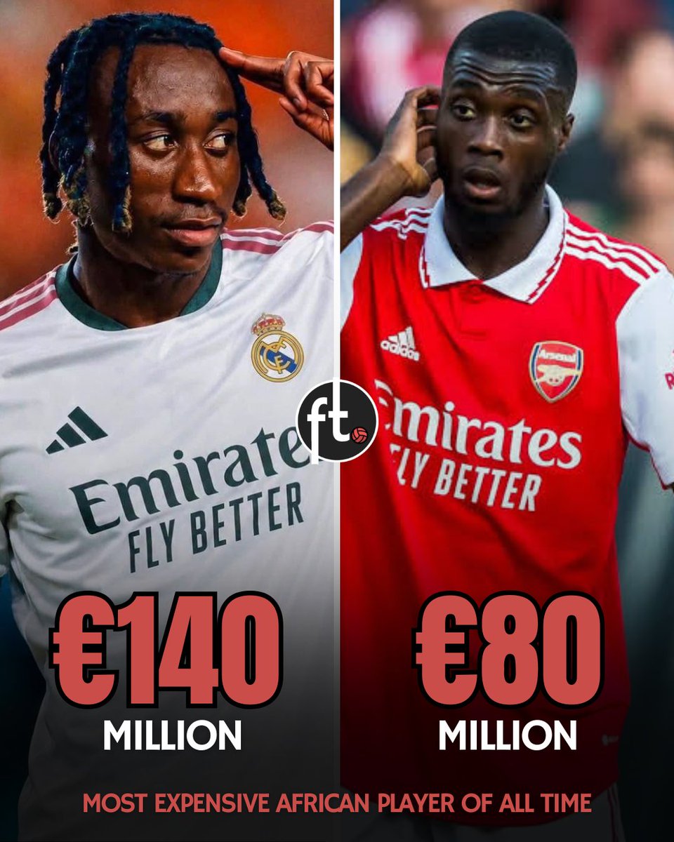Footballtweet's tweet photo. 🚨 𝗢𝗙𝗙𝗜𝗖𝗜𝗔𝗟: At just 19-years old, Yan Diomande is the most expensive African player of all time:

▪️🇨🇮 Yan Diomandé: €140M.
▪️🇨🇮 Nicolas Pépé: €80M.
▪️🇳🇬 Victor Osimhen: €78.9M.
▪️🇪🇬 Omar Marmoush: €75M.
▪️🇨🇲 Bryan Mbeumo: €75M.
▪️🇲🇦 Achraf Hakimi: €68M.

Do you think he'll ever justify his price tag?