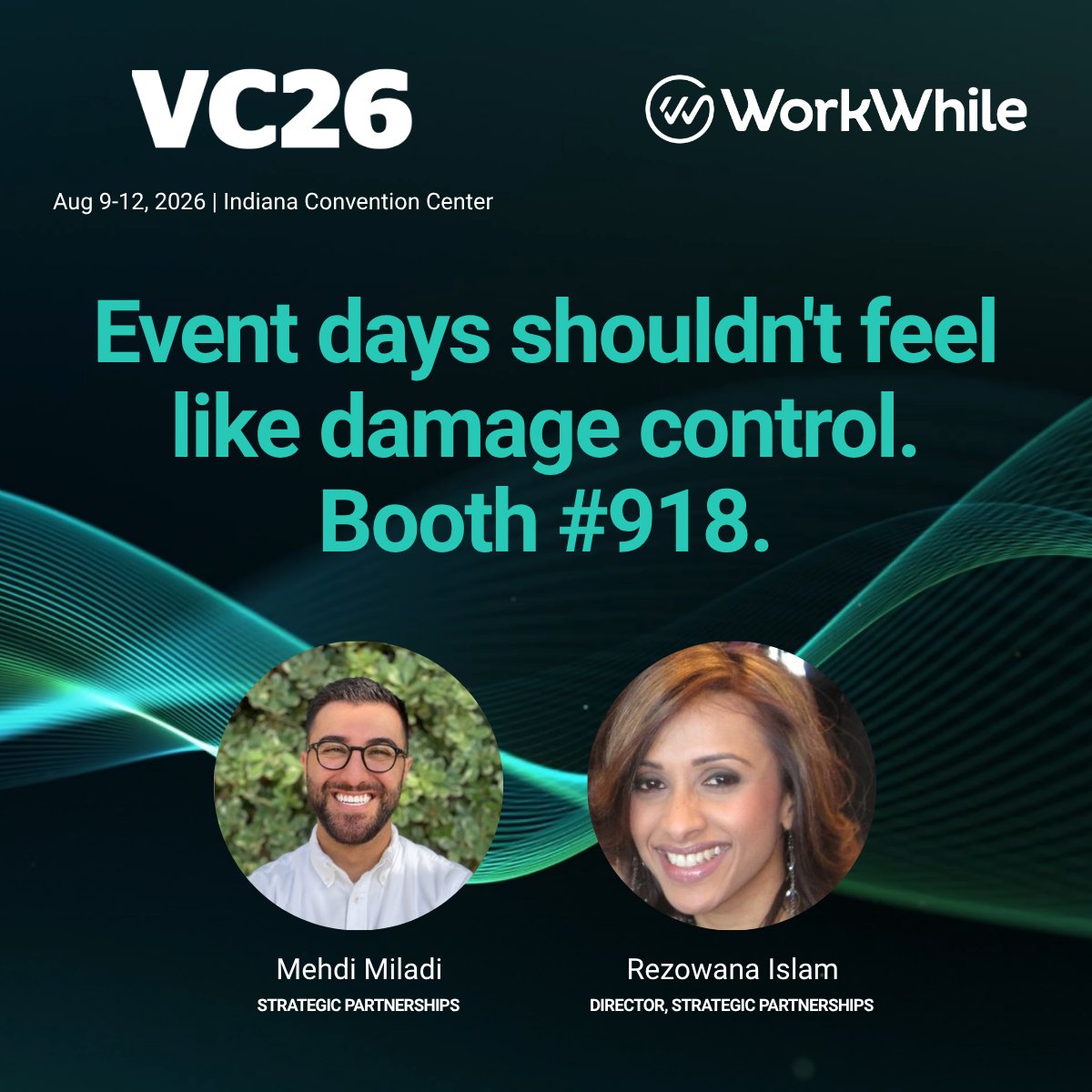 WorkWhileAI's tweet photo. Indianapolis knows speed. So does WorkWhile, for staffing. Catch us at VenueConnect, booth #918, talking fast fills for venue leaders. https://t.co/mCSaoWCrHJ