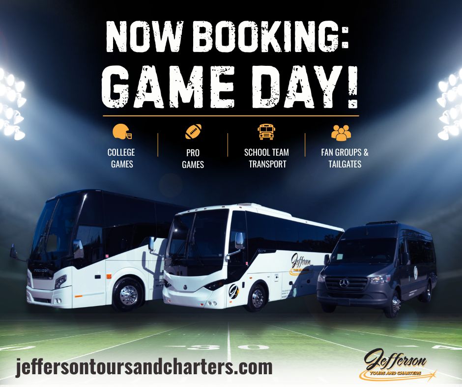 jeffersontours's tweet photo. 🏈 Football season is almost here!

Whether it's an NCAA or NFL game, or a school team needing a ride to the big game, Jefferson Tours &amp; Charters can get you there!  

Book your game day charter today! 
📞 502-656-5600
🌐 https://t.co/kdE55Wla2s https://t.co/RnS9njWzhs